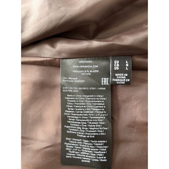 Vero Moda Olivia Faux Leather One Button Blazer in Coffee Bean Pockets Size L - Picture 6 of 11